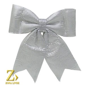 ENFEITE NATALINO LAÇO 25CM PRATA