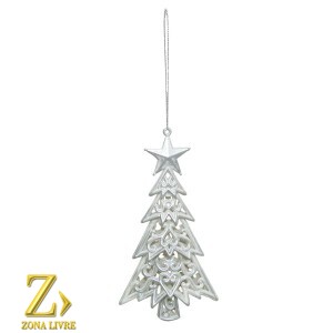 ENFEITE NATALINO ARVORE 14CM PRATA