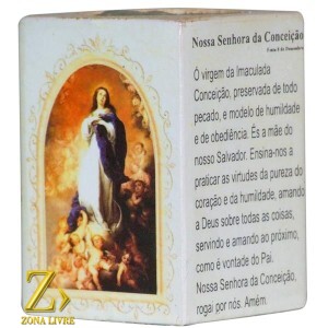 PORTA VELAS ORAÇÃO IMACULADA CONCEIÇÃO 7,5CM