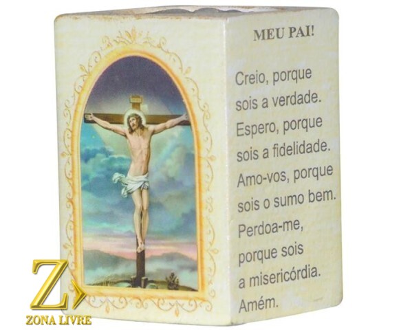 PORTA VELAS ORAÇÃO MEU PAI 7,5CM