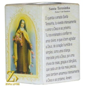 PORTA VELAS ORAÇÃO SANTA TEREZINHA 7,5CM