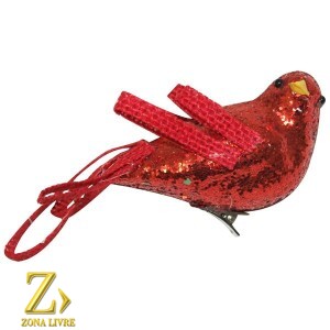 ENFEITE NATALINO PASSARO VERMELHO 14CM