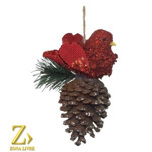 PASSARO C/PINHA 14CM VERMELHO