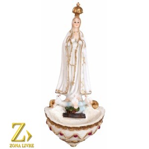 PORTA ÁGUA BENTA NOSSA SENHORA DE FÁTIMA 17CM