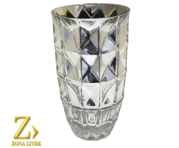 VASO DE VIDRO PRATA 14X25CM