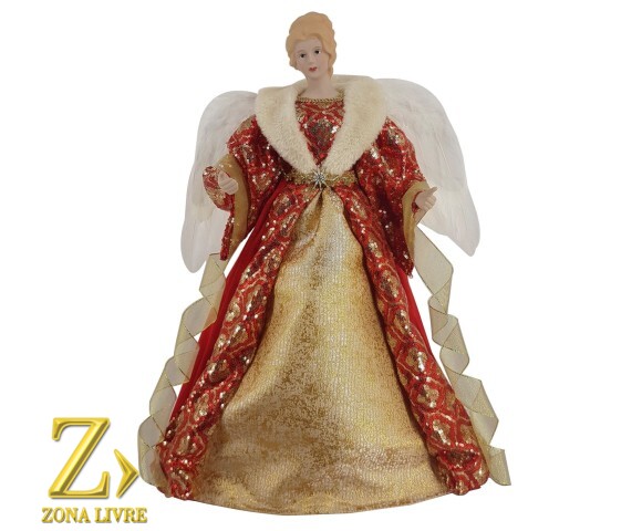 ANJO 60CM VERMELHO/DOURADO