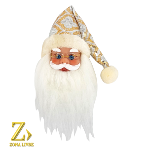 ROSTO PAPAI NOEL 20CM PRATA/DOURADO