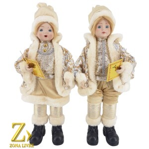 JG 2 CRIANCAS 42CM PRATA/DOURADO MUSICAL