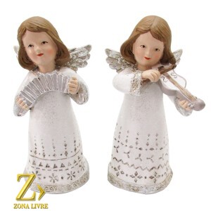 JG 2 ANJOS RESINA BRANCO 18CM
