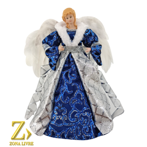 ANJO AZUL E PRATA 30CM