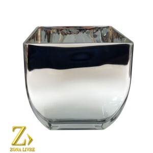 VASOS DE VIDRO PRATA METALIZADO 16X16X16CM