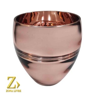 VASO DE VIDRO ROSA METALICO 16X16CM