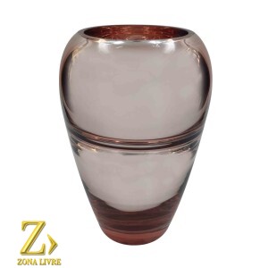 VASO DE VIDRO ROSA METALICO 16X23CM