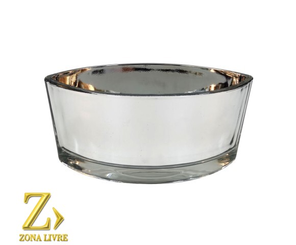 VASO DE VIDRO PRATA METALIZADA 19X11,5X8CM