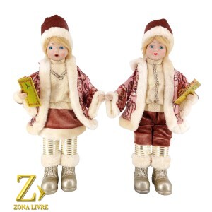 JG 2 CRIANÇAS 42CM MUSICAL  ROSA/DOURADO