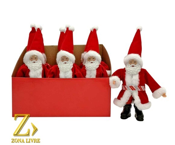 ENFEITE PAPAI NOEL 22CM VERMELHO/BRANCO CX C/12