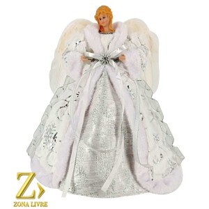ANJO 40CM PRATA/BRANCO