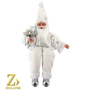 PAPAI NOEL 60CM PRATA/BRANCO