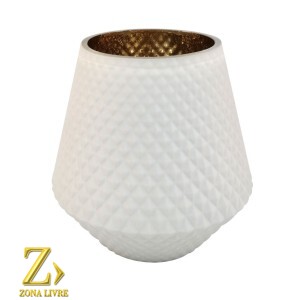 VASO DE VIDRO BRANCO FOSCO AVELUDADO 22X23CM