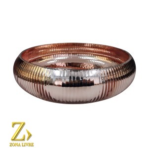 VASO DE VIDRO ROSA METALICO 30X10CM