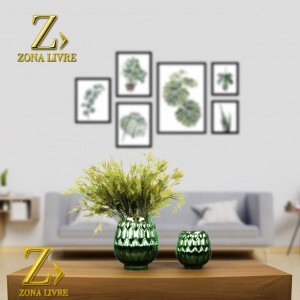 VASO DE VIDRO GOLD METALICO 14,5X15CM