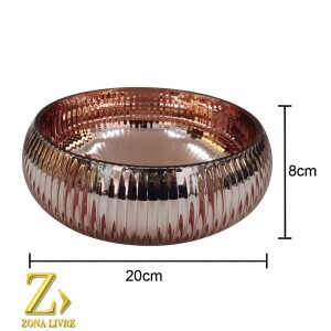VASO DE VIDRO ROSA METALICO 20X8CM