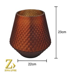 VASO DE VIDRO BRONZE FOSCO AVELUDADO 22X23CM