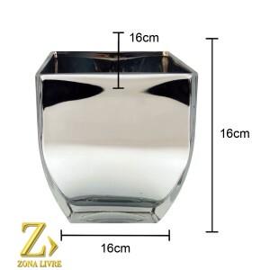 VASOS DE VIDRO PRATA METALIZADO 16X16X16CM