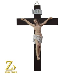 CRUCIFIXO DE MADEIRA PAREDE 32CM
