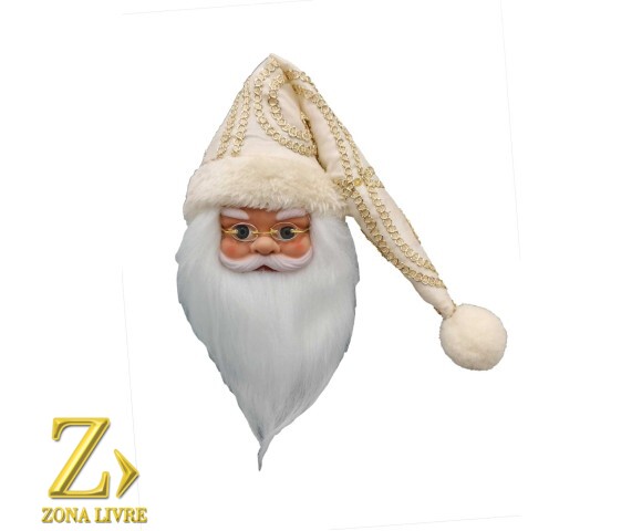 ROSTO PAPAI NOEL CREME/DOURADO 20CM