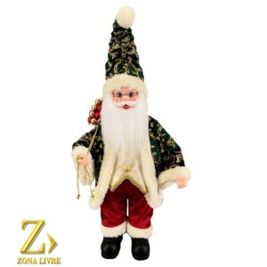 PAPAI NOEL MUSICAL VERMELHO/VERDE 40CM