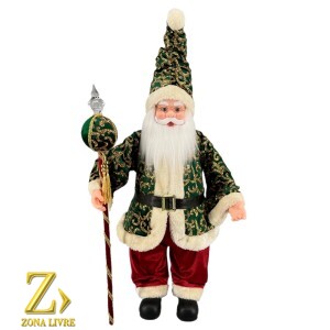 PAPAI NOEL MUSICAL VERMELHO E VERDE 70CM