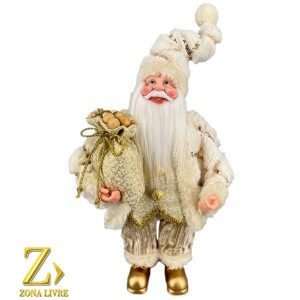 PAPAI NOEL CREME/DOURADO 30CM