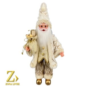 PAPAI NOEL CREME/DOURADO 50CM