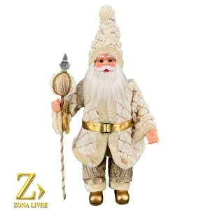 PAPAI NOEL MUSICAL CREME/DOURADO 70CM