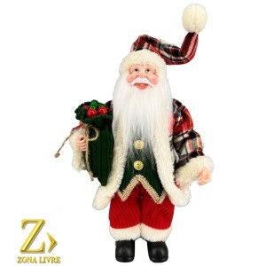 PAPAI NOEL VERMELHO/BRANCO XADREZ 30CM
