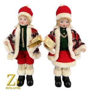 JG CRIANÇA MUSICAL VERMELHO/BRANCO XADREZ 45CM