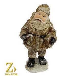 PAPAI NOEL DE RESINA 13CM DOURADO