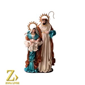 SAGRADA FAMILIA DE TECIDO MARROM/AZUL 90CM