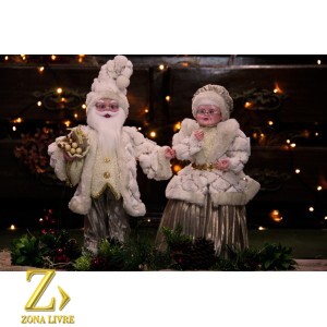 PAPAI NOEL CREME/DOURADO 50CM