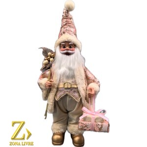 PAPAI NOEL MUSICAL PINK / GOLD 40CM