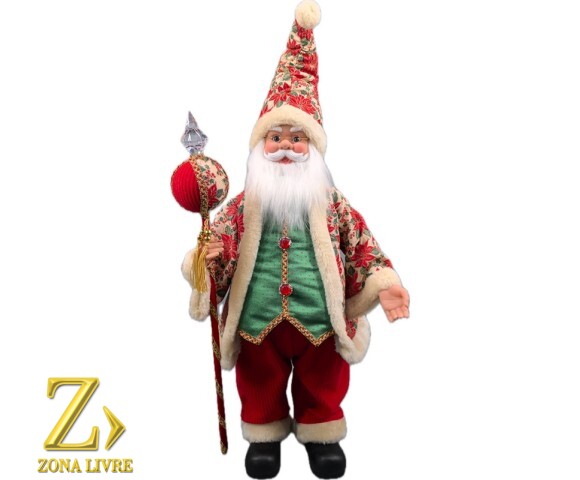PAPAI NOEL MUSICAL VERMELHO / VERDE 70CM
