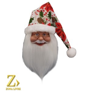 ROSTO PAPAI NOEL RED / GREEN / WHITE 20CM