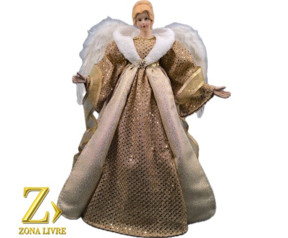 ANJO TOPO DE ARVORE GOLD 60CM