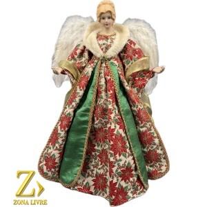 ANJO TOPO DE ARVORE VERMELHO / VERDE 60CM