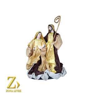 Sagrada Família Tecido Marrom/Dourado 30cm