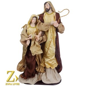 SAGRADA FAMILIA TECIDO MARROM/DOURADA 90CM