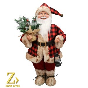 PAPAI NOEL VERMELHO XADREZ 50CM
