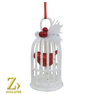 ENFEITE NATALINO PASSARO NA GAIOLA 12CM
