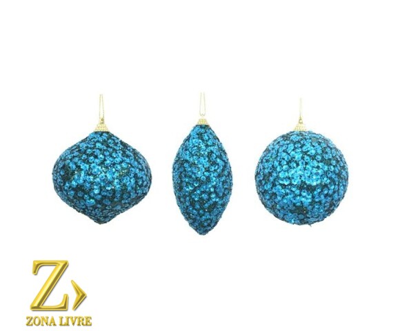 JG 3 ENFEITES NATALINOS AZUL 10CM